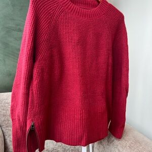 L.L. Bean Women’s Red Crewneck Waffle-Knit Sweater - NWOT